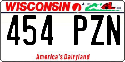 WI license plate 454PZN