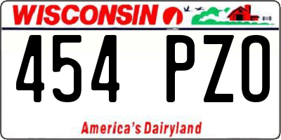 WI license plate 454PZO