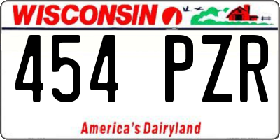 WI license plate 454PZR