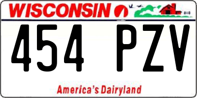 WI license plate 454PZV