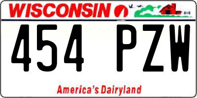 WI license plate 454PZW