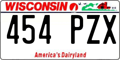 WI license plate 454PZX
