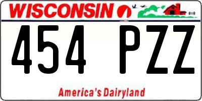 WI license plate 454PZZ