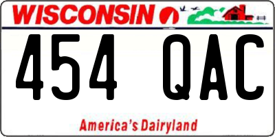 WI license plate 454QAC