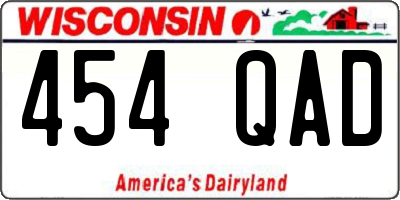 WI license plate 454QAD