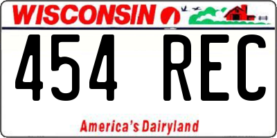WI license plate 454REC