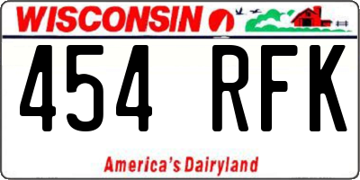 WI license plate 454RFK