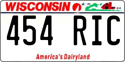 WI license plate 454RIC