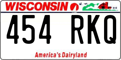 WI license plate 454RKQ