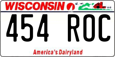 WI license plate 454ROC