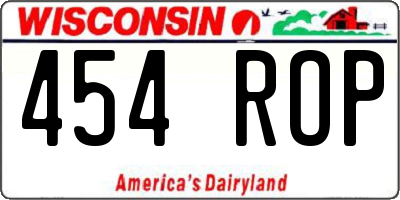 WI license plate 454ROP