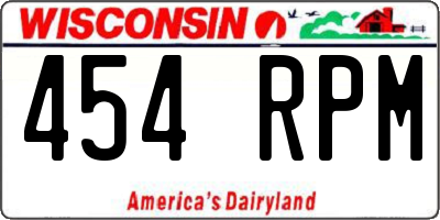 WI license plate 454RPM