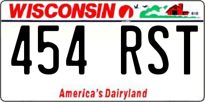 WI license plate 454RST