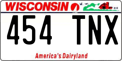 WI license plate 454TNX