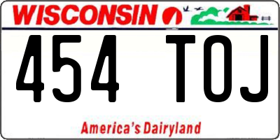 WI license plate 454TOJ