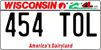WI license plate 454TOL