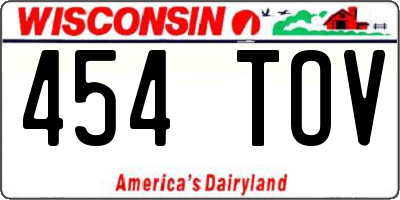 WI license plate 454TOV