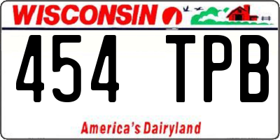WI license plate 454TPB