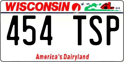 WI license plate 454TSP