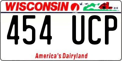 WI license plate 454UCP