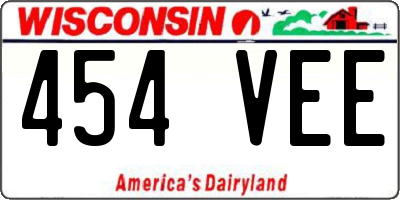 WI license plate 454VEE