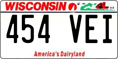 WI license plate 454VEI