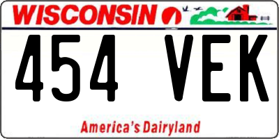 WI license plate 454VEK