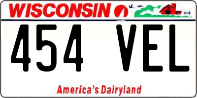 WI license plate 454VEL