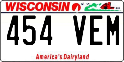 WI license plate 454VEM