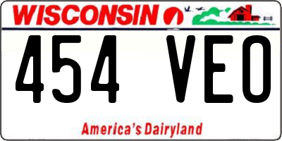 WI license plate 454VEO