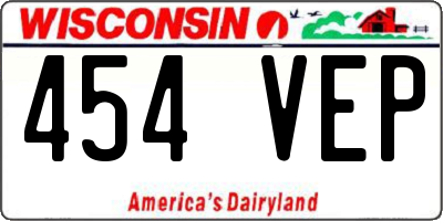 WI license plate 454VEP