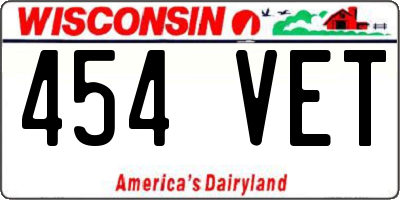 WI license plate 454VET
