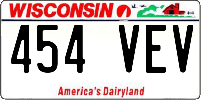 WI license plate 454VEV