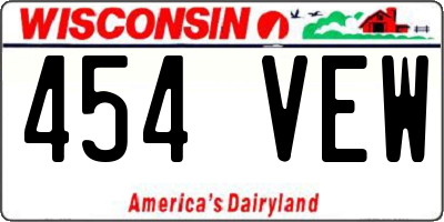 WI license plate 454VEW