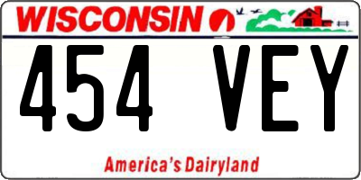 WI license plate 454VEY