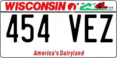 WI license plate 454VEZ