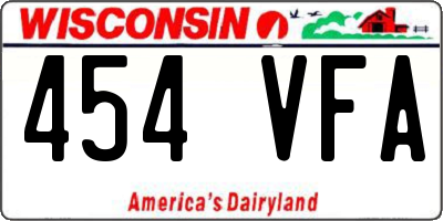 WI license plate 454VFA