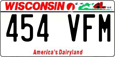 WI license plate 454VFM
