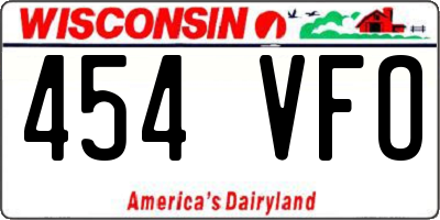 WI license plate 454VFO
