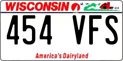 WI license plate 454VFS