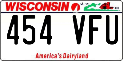 WI license plate 454VFU