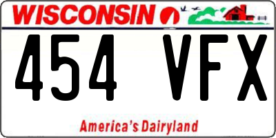 WI license plate 454VFX