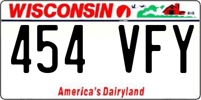 WI license plate 454VFY