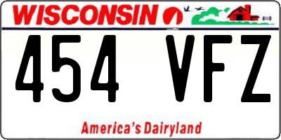 WI license plate 454VFZ