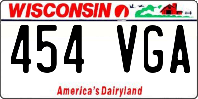 WI license plate 454VGA