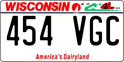 WI license plate 454VGC