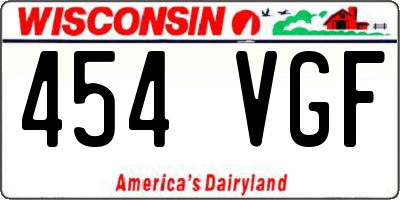 WI license plate 454VGF