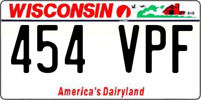 WI license plate 454VPF