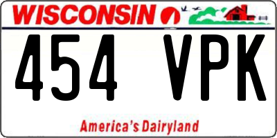 WI license plate 454VPK