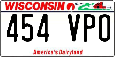 WI license plate 454VPO